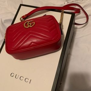 AUTHENTIC!!! Red Gucci GG Marmont Matelassé Mini